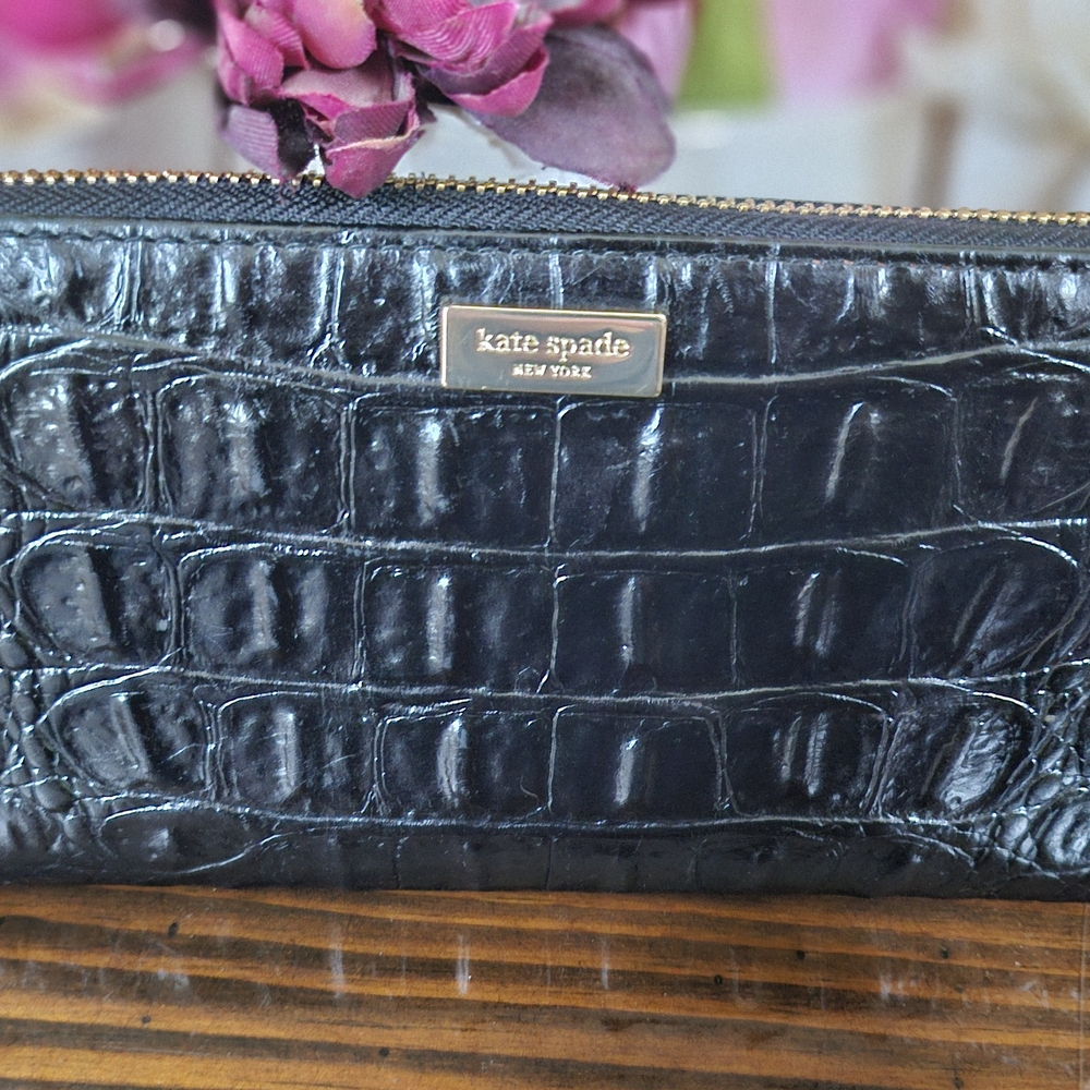 Kate Spade Black Croc Embossed Wallet